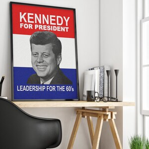 Kennedy para presidente cartel original, impresión JFK, cartel de John F Kennedy, impresión vintage, cartel político, cartel de JFK, cartel vintage