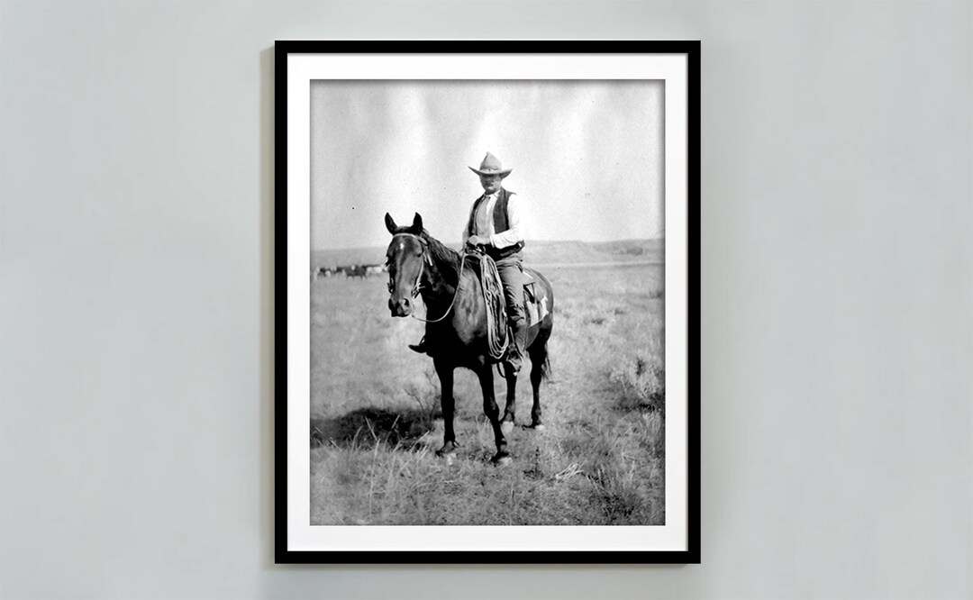Vintage Cowboy Print, Black and White, Western Wall Art, Wild West ...