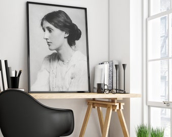 Virginia Woolf Druck, Schwarzweiß, Virginia Woolf Poster, Vintage Drucke, Virginia Woolf Kunstdruck, Wandkunst, Leinwand, Vintage Poster Art