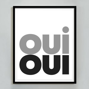 Oui Oui Poster, French Print, Black and White, Printable Bathroom Wall Art, Toilet Print, Funny Wall Decor, Oui Oui Print, Digital Download