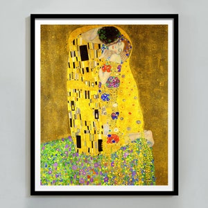 Gustav Klimt The Kiss Print, Vintage Painting, Gustav Klimt Poster, Art Nouveau Print, Bedroom Wall Decor, Digital Art Prints, Wall Art