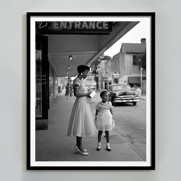 Stampa sulla segregazione nei grandi magazzini, in bianco e nero, foto d'epoca, arte murale afroamericana, Black Lives Matter, BLM, poster sui diritti civili