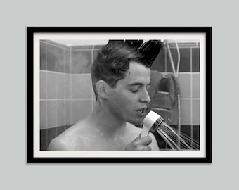 Ferris Bueller&#39;s Day Off Movie Poster, Funny Bathroom Wall Art Print, Black and White, Printable, Tv Show Poster, Boys Bathroom Wall Decor
