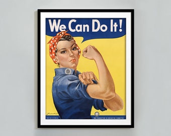 Poster femminista vintage, We Can Do It, Rosie the Riveter, arte murale femminile, poster femminista, arte murale femminile, arredamento per la casa, download digitale
