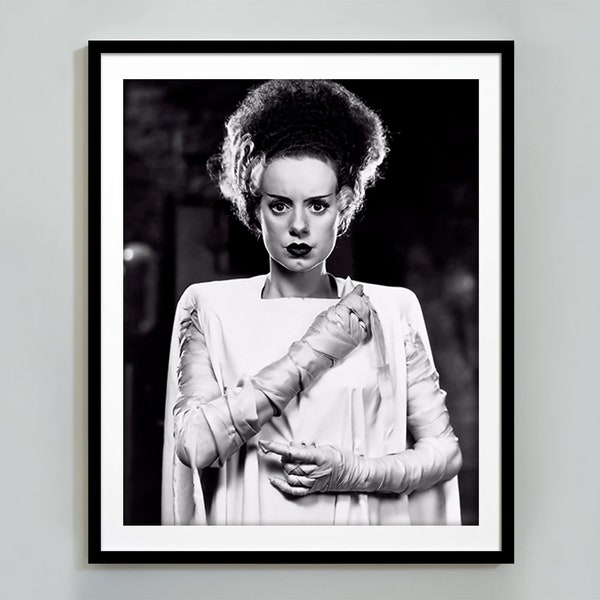 Bride Of Frankenstein Poster, Elsa Lanchester, Halloween Wall Decor, Horror Movie, Frankenstein Decor, Digital Download, Old Hollywood Print