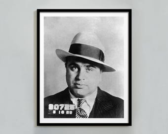 Al Capone Mugshot Poster, Black and White Gangster Photo, Vintage Crime Wall Art, Mafia History Print, Digital Download