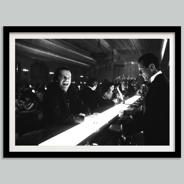 The Shining Poster, Jack Nicholson, Black and White, Bar Cart Print, Retro Movie Poster, Printable Wall Art, Room Decor, Digital Download