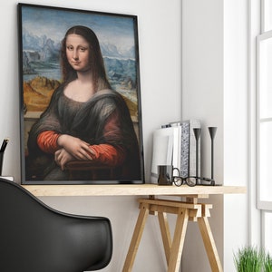 Mona Lisa Print By Leonardo Da Vinci, Vintage Home Decor, Mona Lisa Original Painting, Antique Wall Art, Museum Poster, Famous Art Print