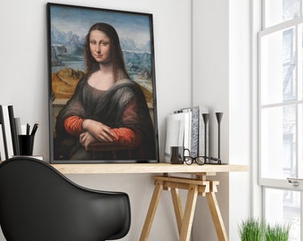 Mona Lisa Druck von Leonardo Da Vinci, Vintage Wohndekor, Mona Lisa Original Gemälde, Antike Wandkunst, Museum Poster, Berühmte Kunstdruck