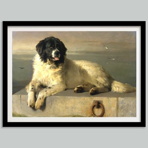 Vintage Dog Print, Saint Bernard Art, Antique Dog Painting, Animal Wall Art, Rustic Farmhouse Wall Decor, Animal Wall Art, Digital Download