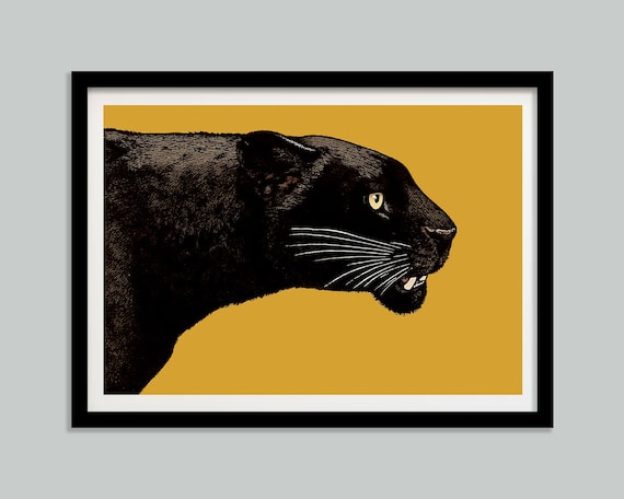 Black Panther Poster, Japanese Art Print, Vintage Painting, Ukiyo E Print, Japanese Wall Art, Living Room Wall Decor, 1930, Digital Download