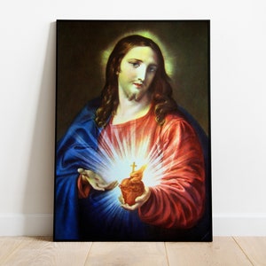Impression du Sacré-Cœur de Jésus, affiche de Jésus-Christ, peinture de Jésus, portrait de Jésus-Christ, photo de Jésus, cadeau d&#39;art chrétien, art mural de Jésus