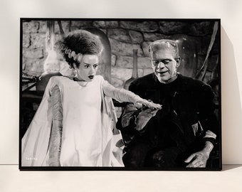 Bride Of Frankenstein Print, Scary Movie Poster, Frankenstein Decor, Halloween Print, Frankenstein Monster, Vintage Movie Poster, Wall Decor