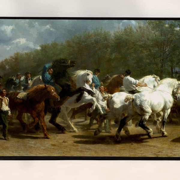 Rosa Bonheur The Horse Fair Print, Vintage Art Print, Antique Painting, Horse Racing, Horse Painting, Famous Art Print, Horse Wall Art