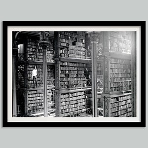 Library Poster, Black and White, Vintage Print, Library Wall Art, Book Lover Print, Minimalist Poster, Literary Wall Art, Digital Download