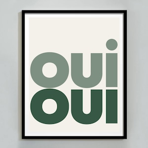 Oui Oui Poster, French Print, Green Print, Bathroom Print, Quote Wall Art, Scandinavian Design Print, Oui Oui Print, Gallery Wall Addition