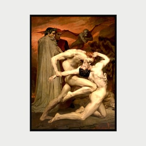 William Bouguereau Print, Vintage Famous Painting, Dante And Virgil In Hell, Home Decor Wall Art, Digital Art Print, Farmhouse Wall Decor