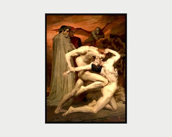William Bouguereau Print, Vintage Famous Painting, Dante And Virgil In Hell, Home Decor Wall Art, Digital Art Print, Farmhouse Wall Decor