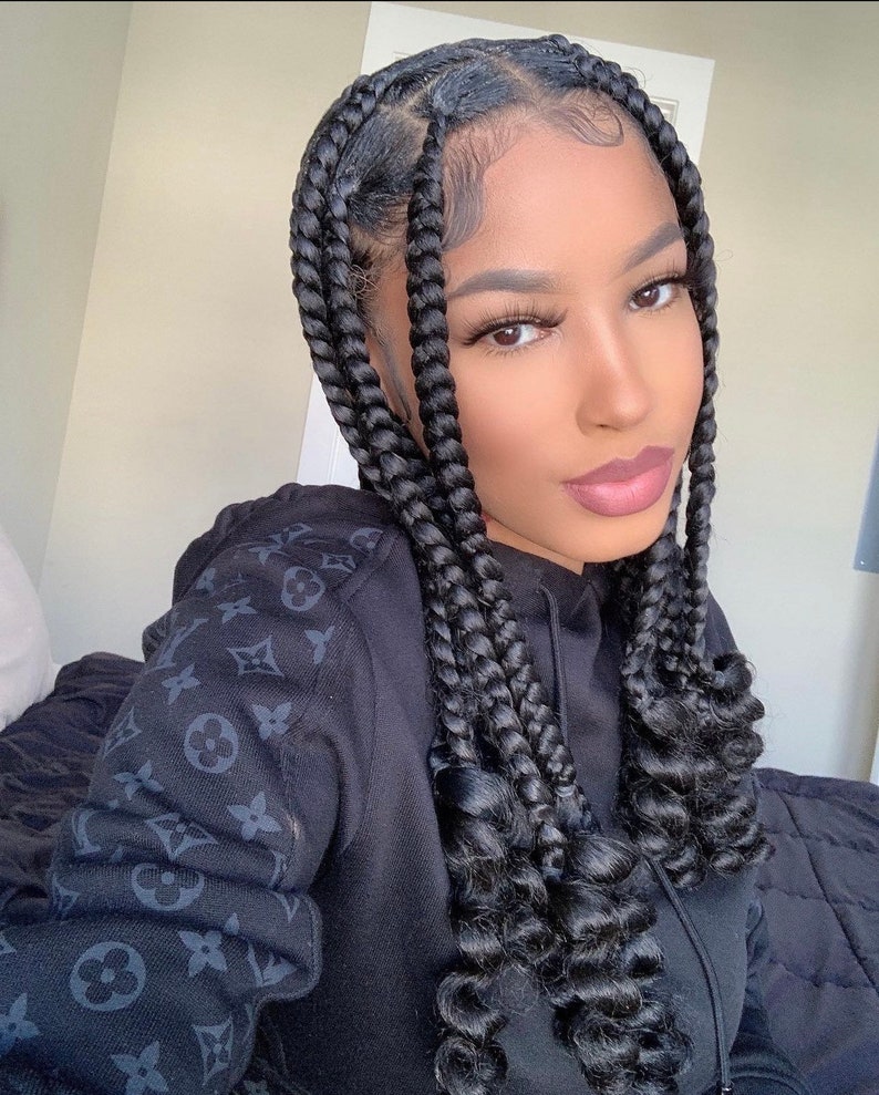 Knotless Jumbo Braided Wig for Black Women. Braided Wig With - Etsy