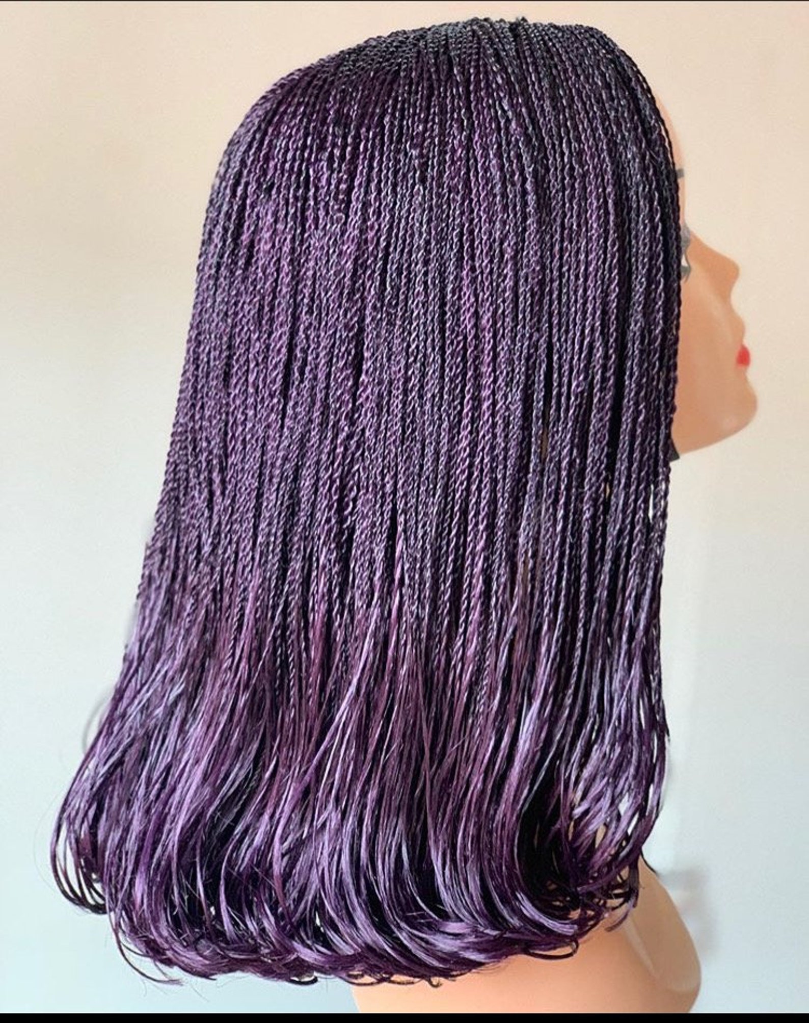 Short Purple Braids Wig for Black Women Braided Wig Human Etsy