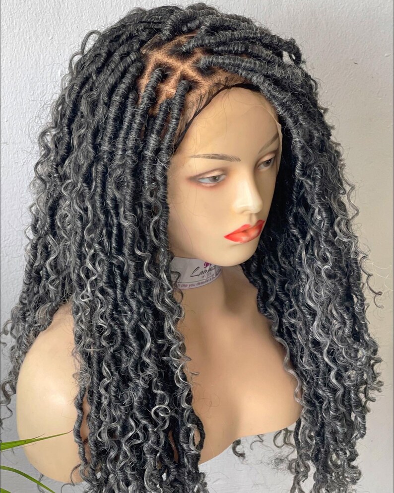 Salt and Pepper Bohemian Faux Locs Braided Wig for Black Etsy UK
