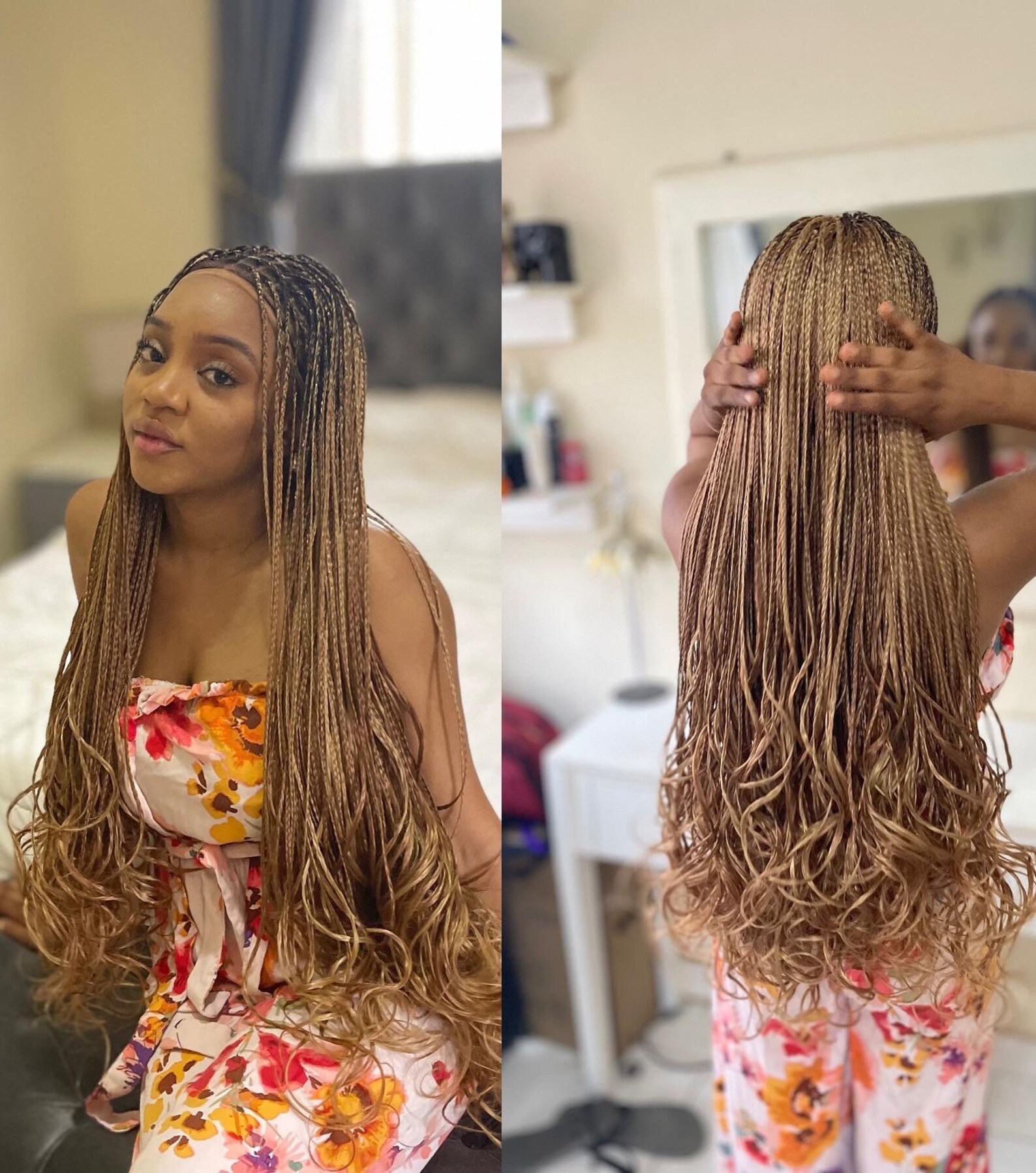 Ready to Ship Spanish Curl Braided Wig Knotless Braided Wig Etsy