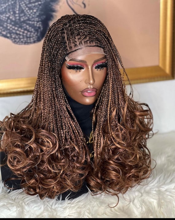 Braided Wig for Black Women. Braided Wig With Curls, Box Braid Wig