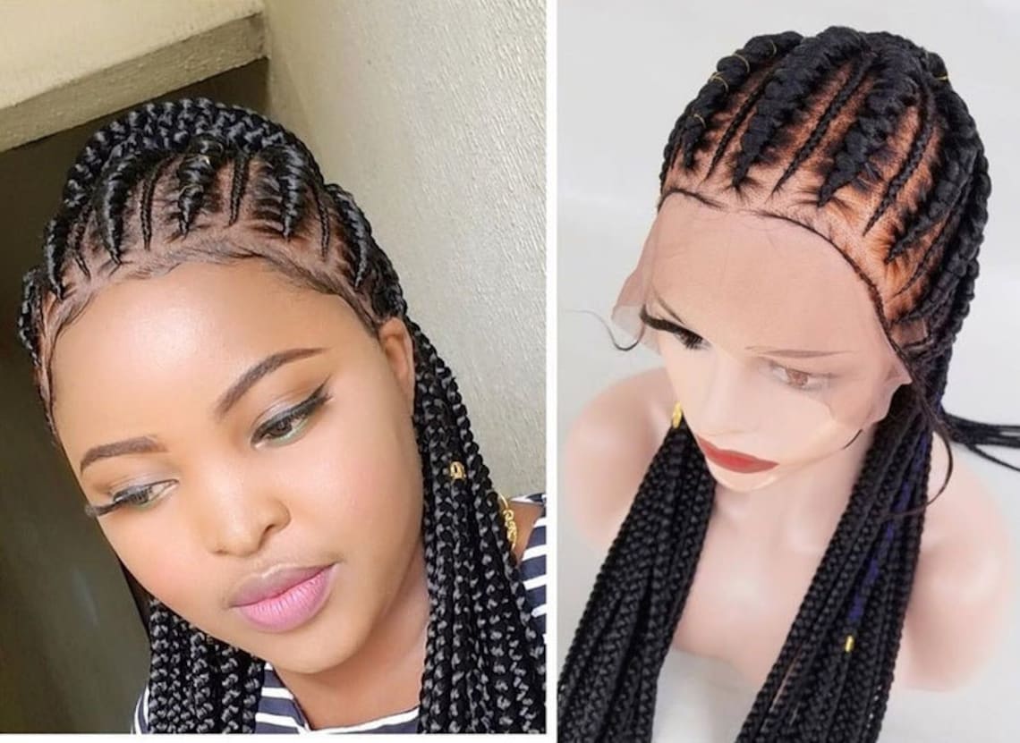 Cornrow Kinky Twist Wigs for Black Women Braided Wig Braid, Senegalese ...