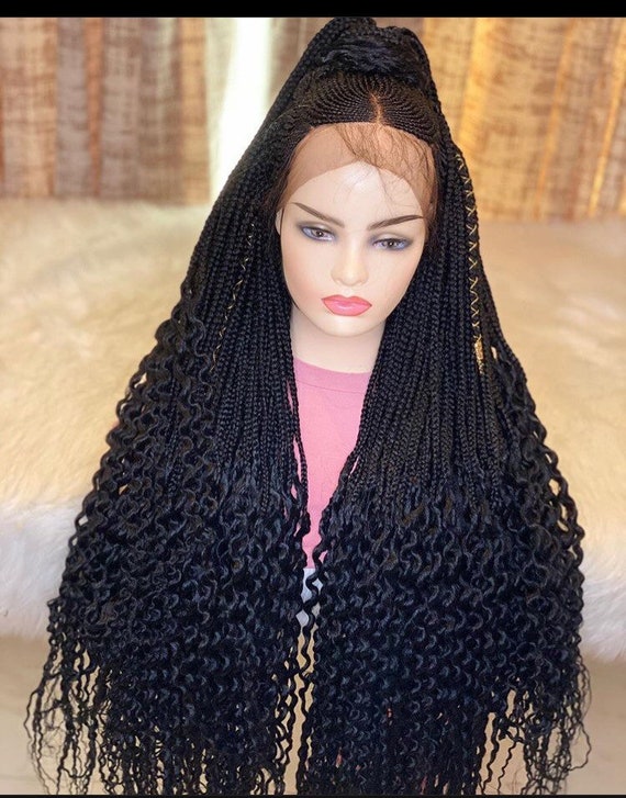 Human hair lace front braided shop wigs