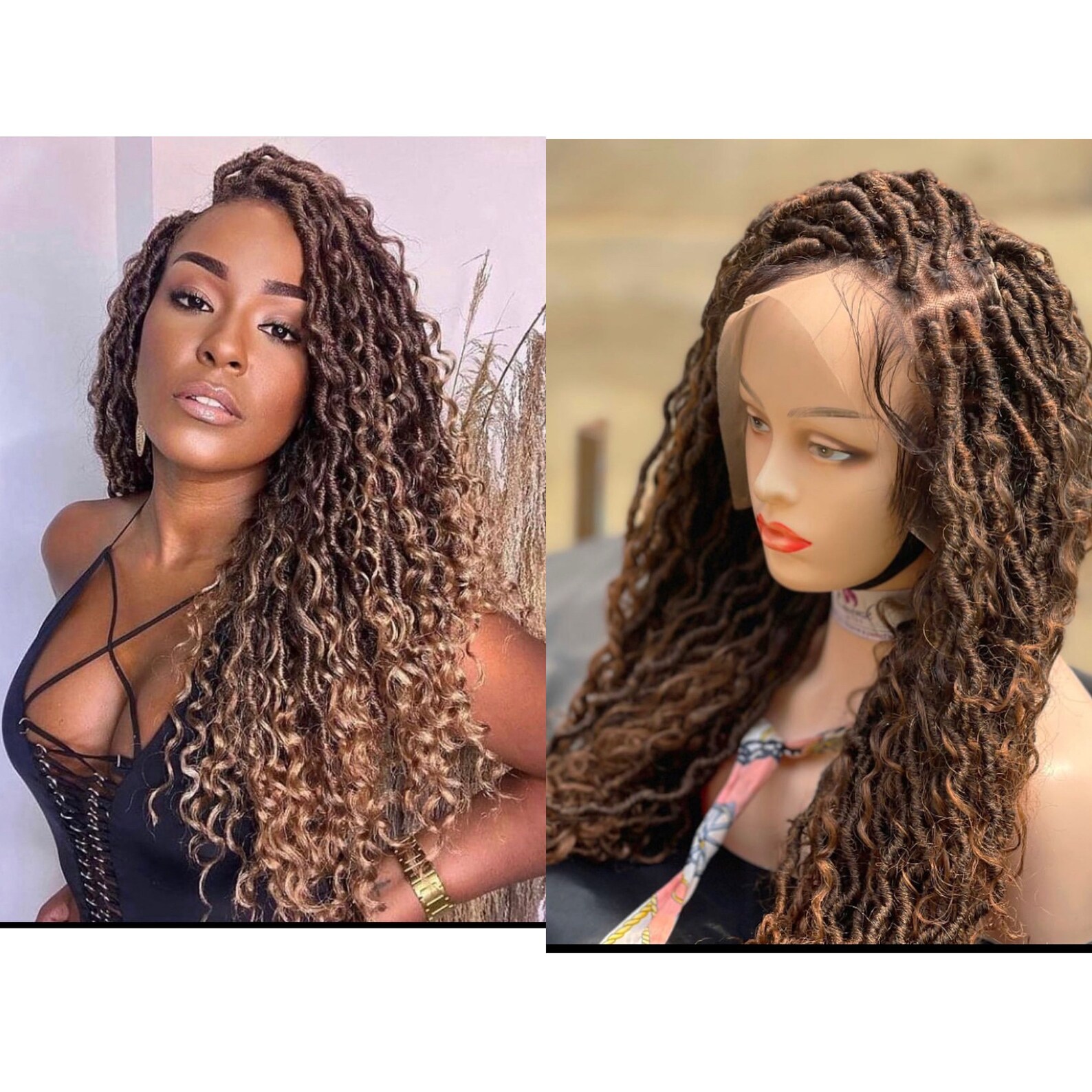 Bohemian Faux Locs Braided Wig for Black Women Goddess Faux Etsy