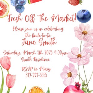 Off The Market Bridal Shower Invitation Template,Farmer&#39;s Market Shower Invite,She&#39;s Off The Market Instant Download, Digital To Edit Canva