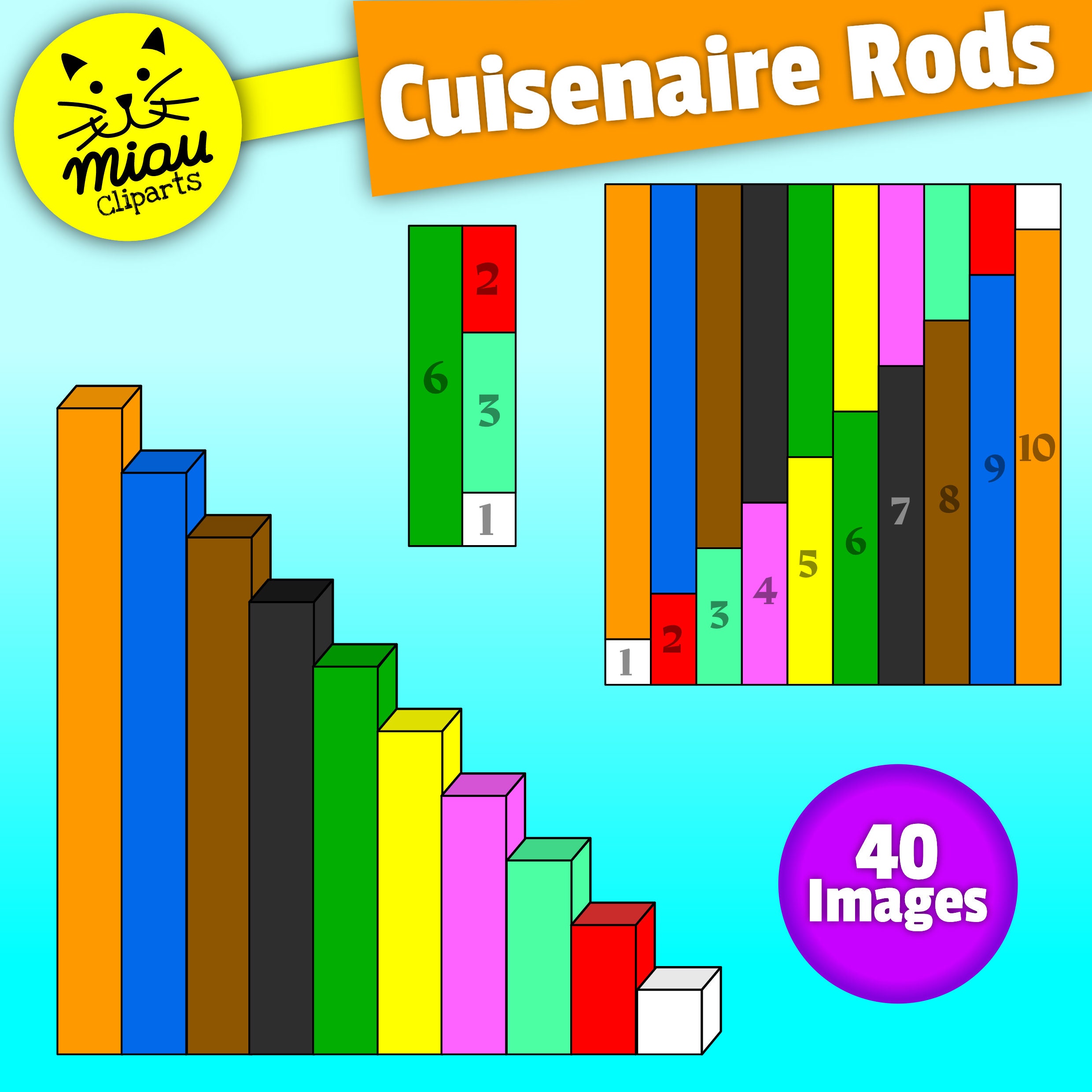CUISENAIRE RODS CLIPART Printable and Digital Use Etsy