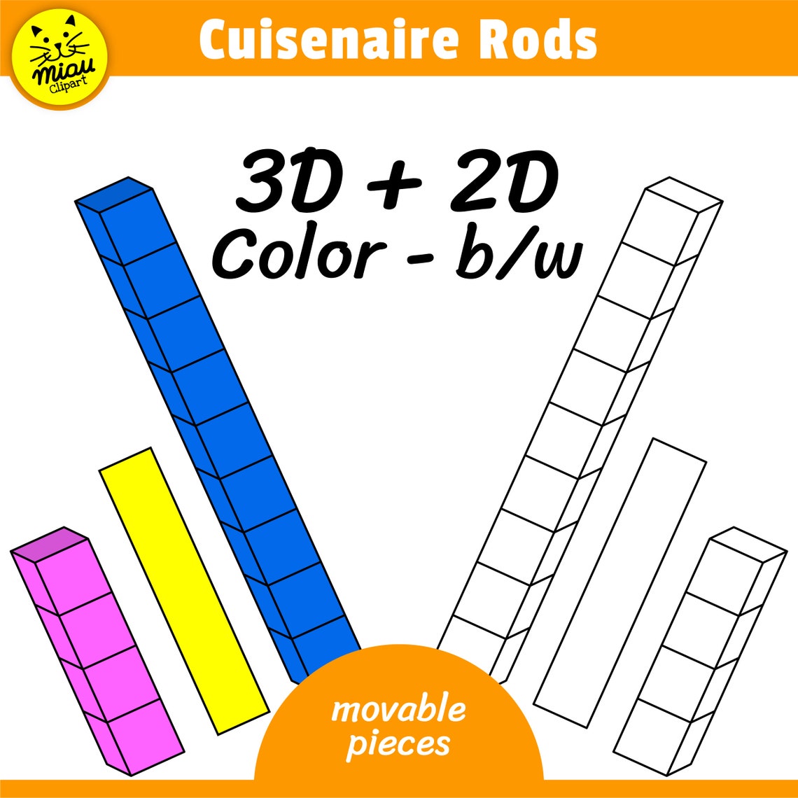 CUISENAIRE RODS CLIPART Printable and Digital Use Etsy