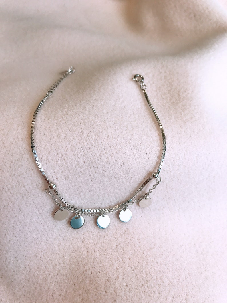 cute bracelet circles bracelet charm bracelet Silver bracelet box chain bracelet everyday wear silver bracelet sterling bracelet