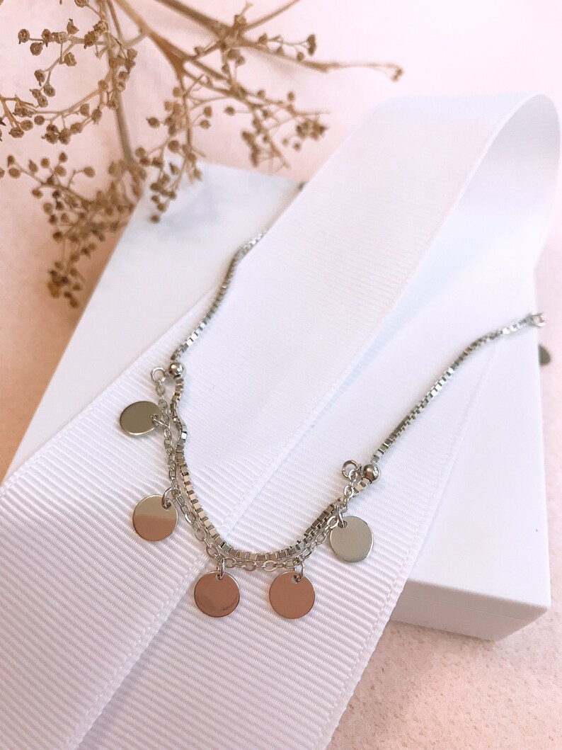 cute bracelet circles bracelet charm bracelet Silver bracelet box chain bracelet everyday wear silver bracelet sterling bracelet