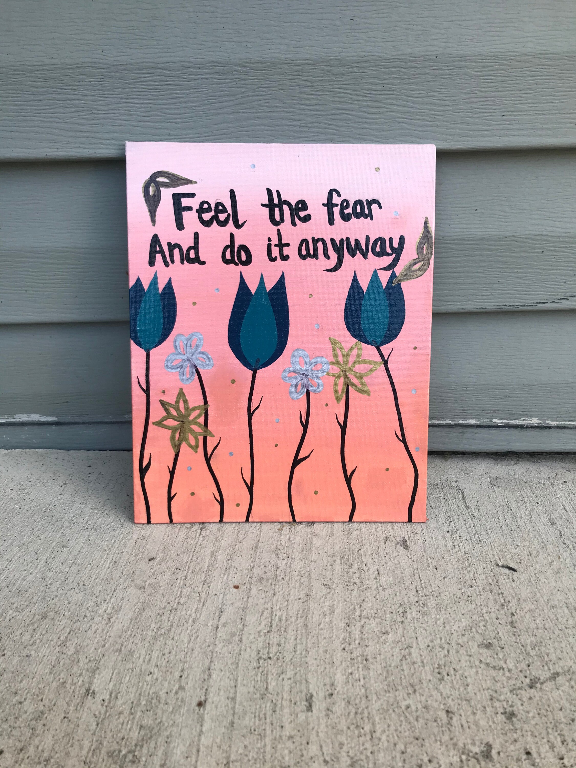 Flower painting with quote quote on canvas Inspirational Etsy