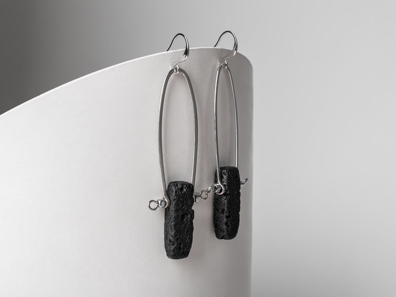 Minimalist jewelry Black earrings lava