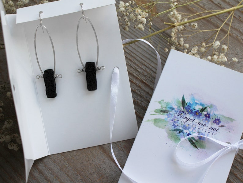 Minimalist jewelry Black earrings lava