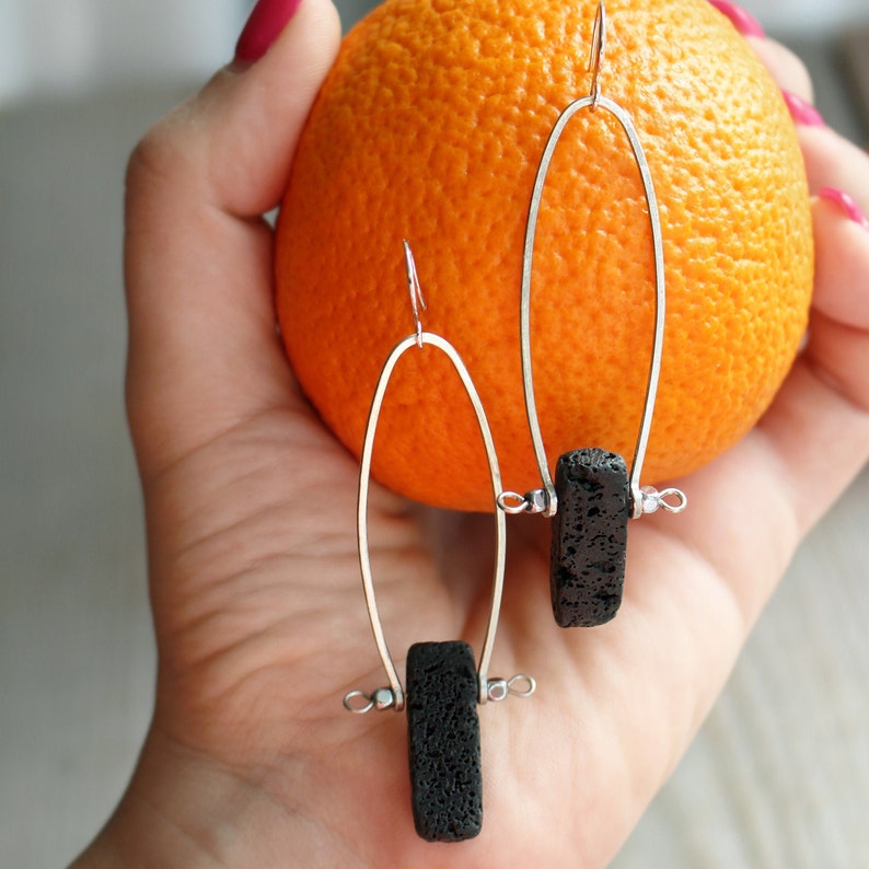 Minimalist jewelry Black earrings lava