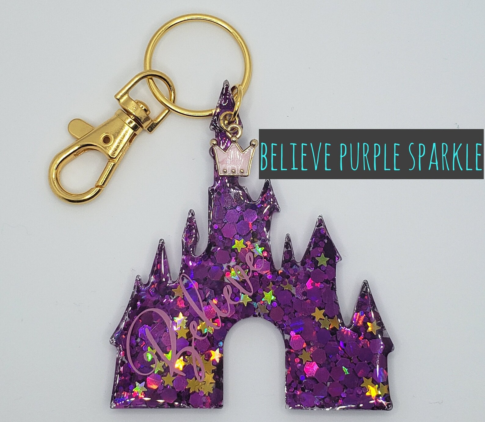 Castle keychain // sparkle keychain // magic keychain // Etsy