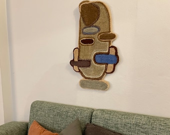 Abstract textile art, Decoration piece, Brown color palette, Home decor, Tufted wall rug, Interiors.