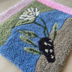 ModernTapestry, Wall Rug, Home Decor, Lotus flower design, Tufted Rug, Wall Hanging Carpet, flower wall rug