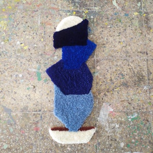 Garenmuurtapijt, getuft tapijt, geometrisch designtapijt, designtapijt, kunst aan de muur, tapijt, blauw paletmuurtapijt