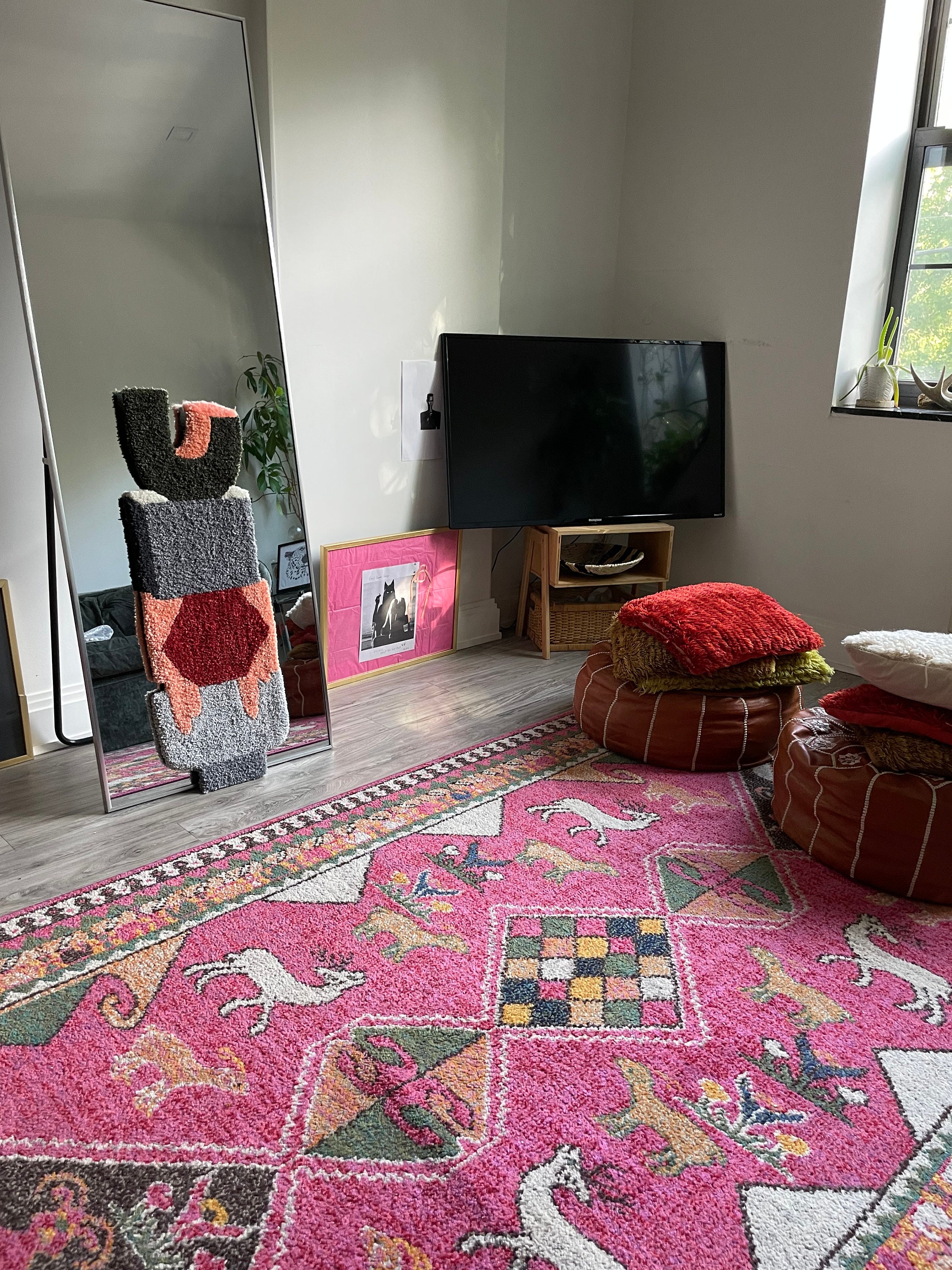 Patterned Wall Rug Modern Wall Rug, Tufted Wall Rug, Geometric Tapestry, Home Decor Wall ...