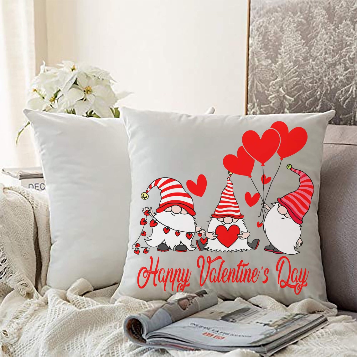 Happy Valentines Day Gnomes Pillow Cover Custom Pillow Cover Etsy