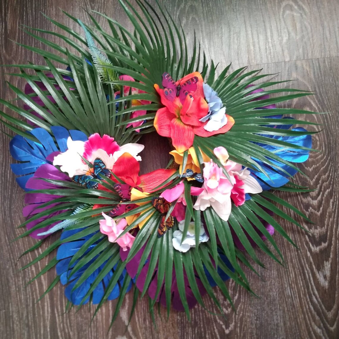 Tropical wreath Hawaiian wreath for front door Orchid wreath Etsy