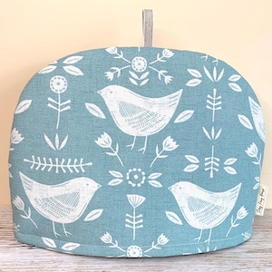 Scandinavian Bird Tea Cosy, Tea Cozy for Teapot, Nordic print, New Home gift, Mum gift, Grandma gift, S, M, L, XL sizes