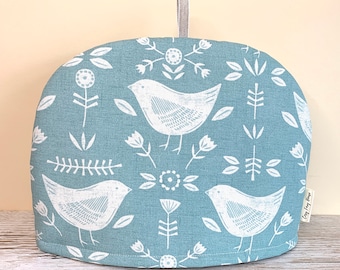 Scandinavian Bird Tea Cosy, Tea Cozy for Teapot, Nordic print, New Home gift, Mum gift, Grandma gift, S, M, L, XL sizes