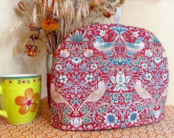 Strawberry Thief Red Tea Cozy, Tea Cosy for Teapot, William Morris, Tea lover gift, New Home gift, Mum gift, S, M, L, XL sizes