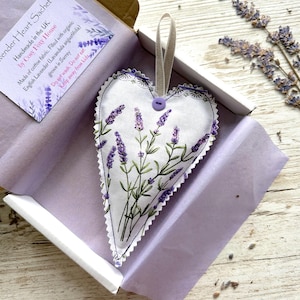 Lavender Heart Sachet: Handmade English Lavender Bag, Natural Air Freshener